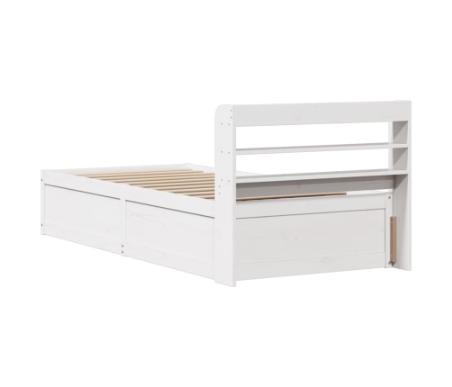 Estructura de cama con cabecero madera de pino blanca 90x200 cm