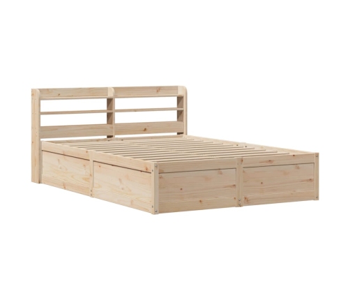 Estructura de cama con cabecero madera maciza pino 140x190 cm