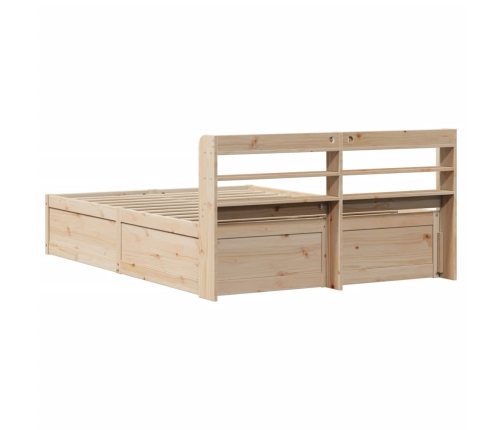 Estructura de cama con cabecero madera maciza pino 140x190 cm