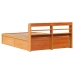 Estructura cama con cabecero madera pino marrón cera 140x190 cm