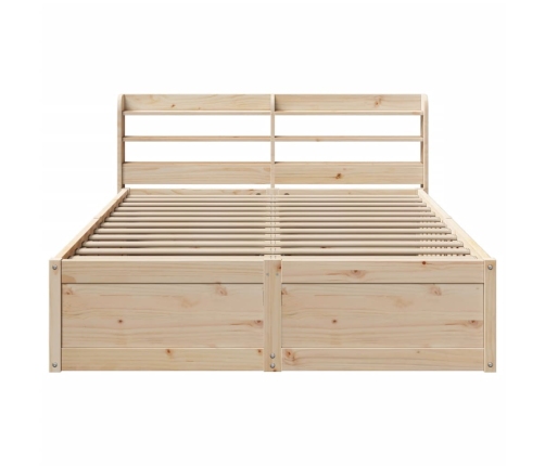 Estructura de cama con cabecero madera maciza pino 135x190 cm