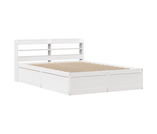 Estructura de cama con cabecero madera pino blanco 135x190 cm