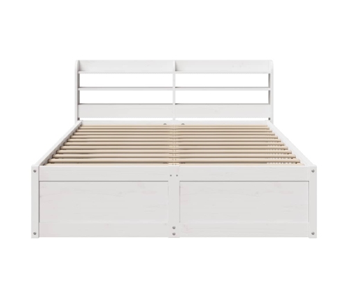 Estructura de cama con cabecero madera pino blanco 135x190 cm