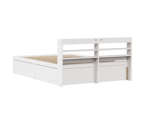 Estructura de cama con cabecero madera pino blanco 135x190 cm