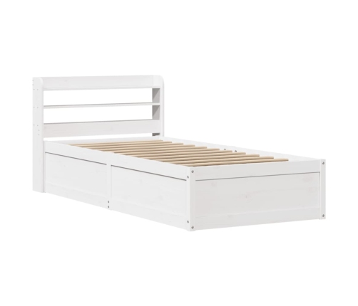 Estructura de cama con cabecero madera pino blanco 90x190 cm