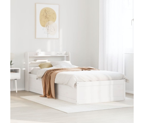 Estructura de cama con cabecero madera pino blanco 75x190 cm