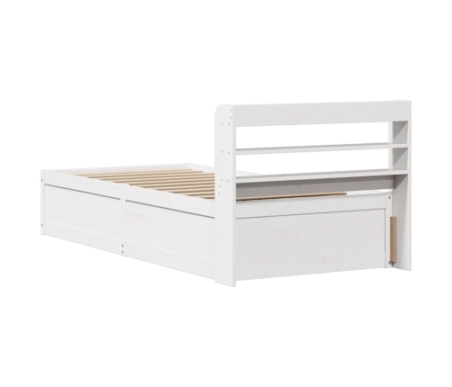 Estructura de cama con cabecero madera pino blanco 75x190 cm