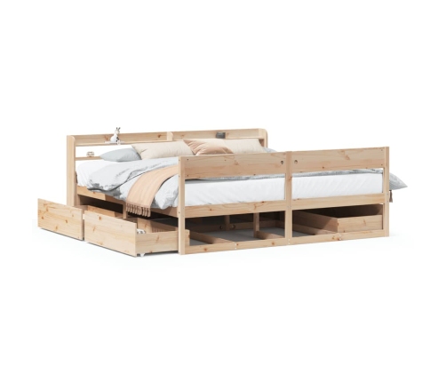 Estructura de cama sin colchón madera maciza de pino 200x200 cm