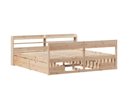 Estructura de cama sin colchón madera maciza de pino 200x200 cm