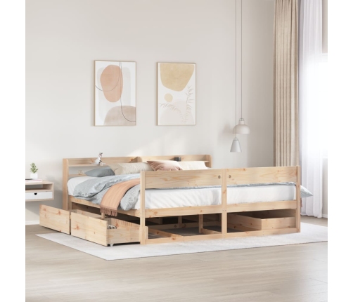 Estructura de cama sin colchón madera maciza de pino 200x200 cm