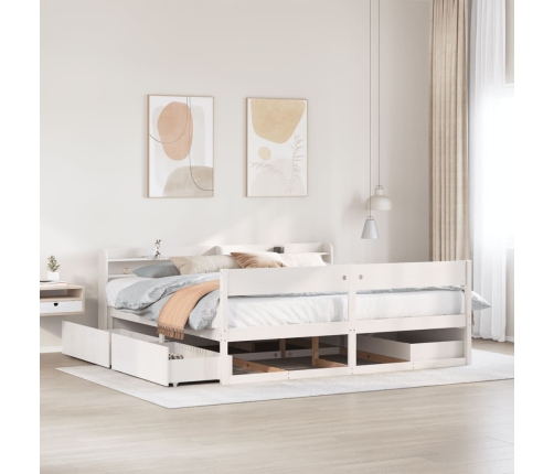 Estructura de cama sin colchón madera maciza blanca 200x200 cm