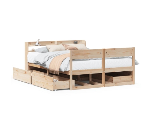 Estructura de cama sin colchón madera maciza de pino 160x200 cm