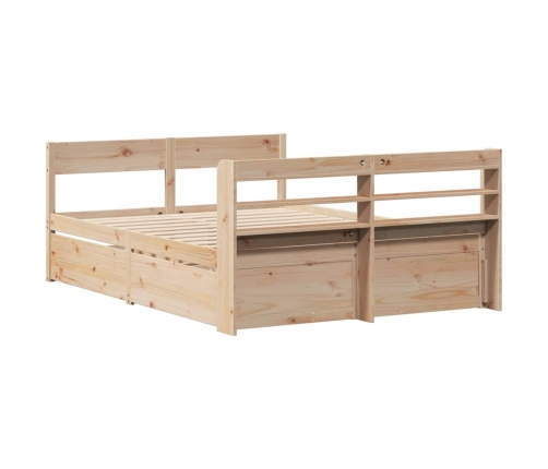 Estructura de cama sin colchón madera maciza de pino 160x200 cm