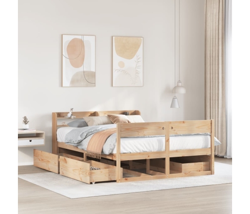 Estructura de cama sin colchón madera maciza de pino 160x200 cm