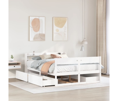 Estructura de cama sin colchón madera de pino blanca 140x200 cm