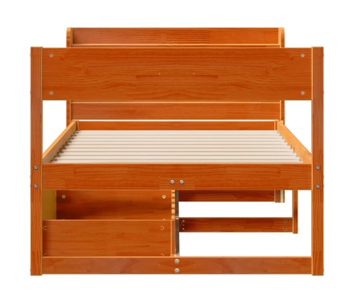 Cama sin colchón madera maciza de pino marrón cera 100x200 cm