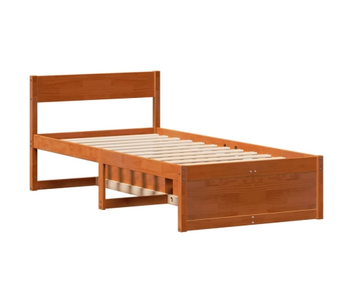 Cama sin colchón madera maciza de pino marrón cera 100x200 cm