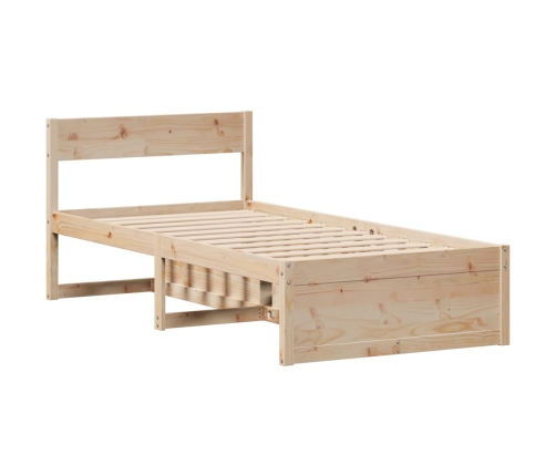 Estructura de cama sin colchón madera maciza de pino 90x200 cm