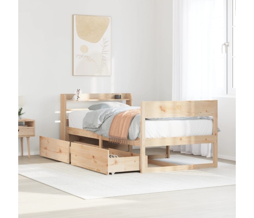 Estructura de cama sin colchón madera maciza de pino 90x200 cm