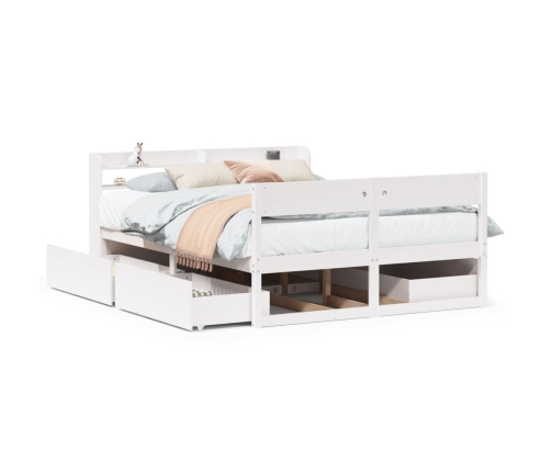 Estructura de cama sin colchón madera de pino blanca 140x190 cm