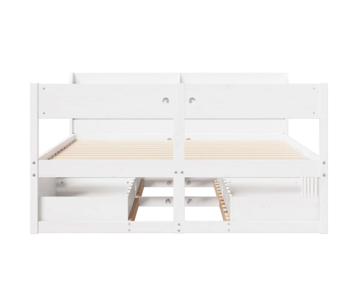 Estructura de cama sin colchón madera de pino blanca 140x190 cm