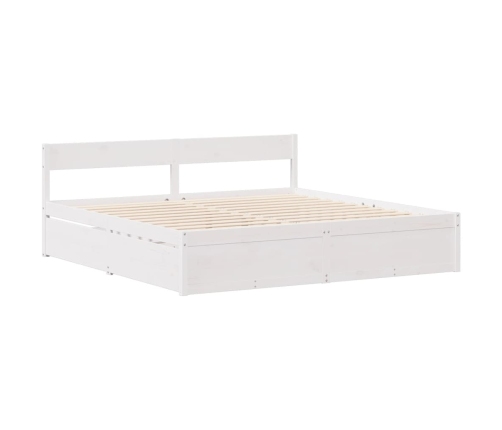 Estructura de cama sin colchón madera de pino blanca 140x190 cm