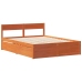 Cama sin colchón madera maciza de pino marrón cera 140x190 cm