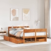 Cama sin colchón madera maciza de pino marrón cera 140x190 cm