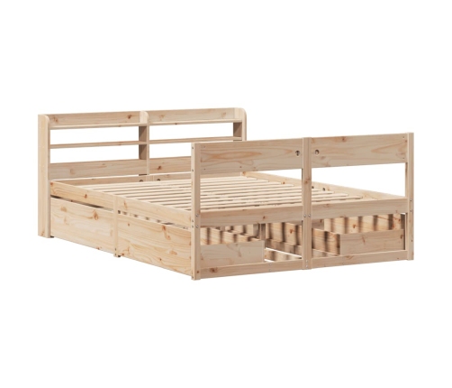 Estructura de cama sin colchón madera maciza de pino 135x190 cm