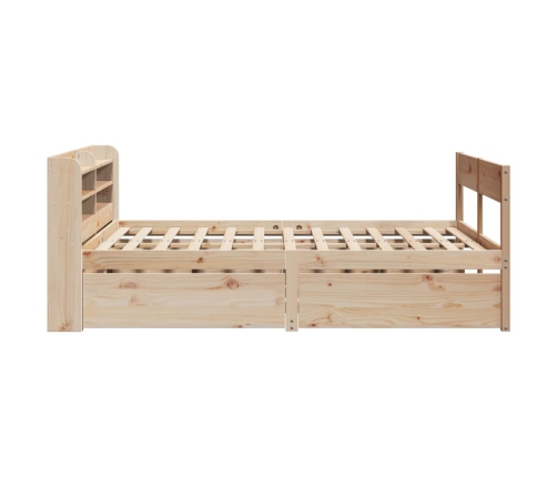 Estructura de cama sin colchón madera maciza de pino 135x190 cm