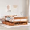 Estructura de cama sin colchón madera maciza marrón 135x190 cm