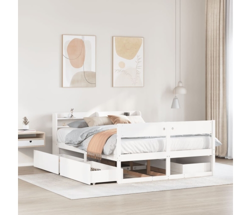 Estructura de cama sin colchón madera maciza blanca 120x190 cm