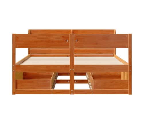 Estructura de cama sin colchón madera maciza marrón 120x190 cm