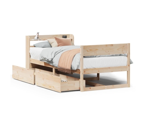 Estructura de cama sin colchón madera maciza de pino 90x190 cm