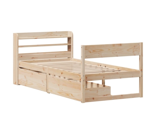 Estructura de cama sin colchón madera maciza de pino 90x190 cm