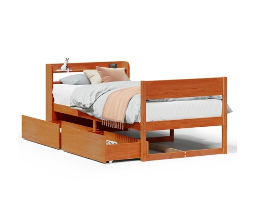 Estructura de cama sin colchón madera maciza marrón 90x190 cm