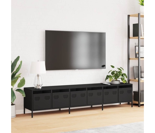 Mueble para TV acero laminado en frío negro 202x39x43,5 cm