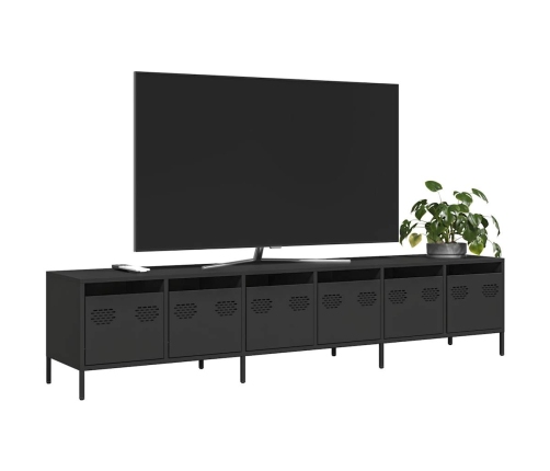 Mueble para TV acero laminado en frío negro 202x39x43,5 cm