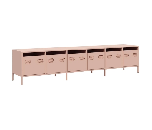 Mueble para TV acero laminado en frío rosa 202x39x43,5 cm