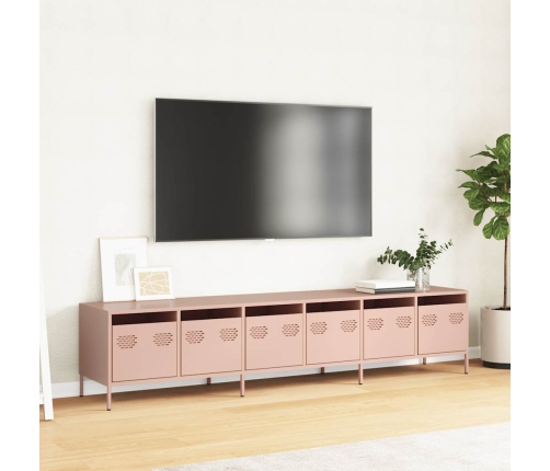 Mueble para TV acero laminado en frío rosa 202x39x43,5 cm