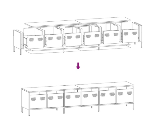 Mueble para TV acero laminado en frío rosa 202x39x43,5 cm