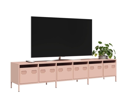 Mueble para TV acero laminado en frío rosa 202x39x43,5 cm