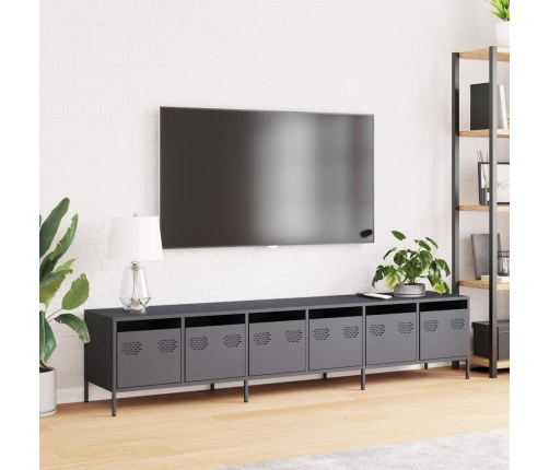 Mueble de TV acero laminado en frío antracita 202x39x43,5 cm