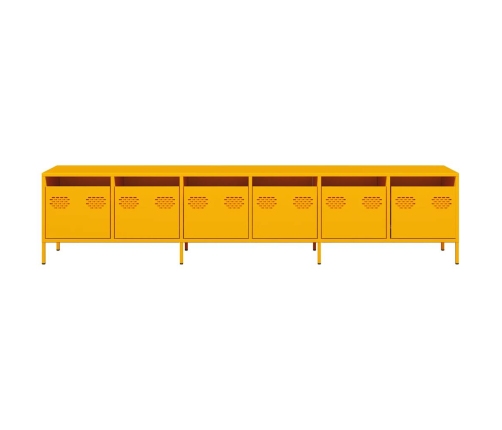 Mueble TV acero laminado en frío amarillo mostaza 202x39x43,5cm