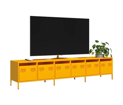 Mueble TV acero laminado en frío amarillo mostaza 202x39x43,5cm