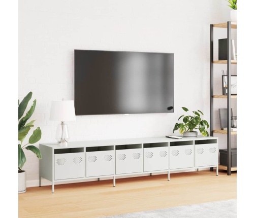 Mueble para TV acero laminado en frío blanco 202x39x43,5 cm