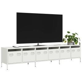 Mueble para TV acero laminado en frío blanco 202x39x43,5 cm