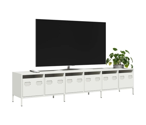 Mueble para TV acero laminado en frío blanco 202x39x43,5 cm