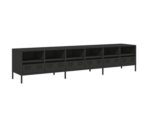 Mueble para TV acero laminado en frío negro 202x39x43,5 cm