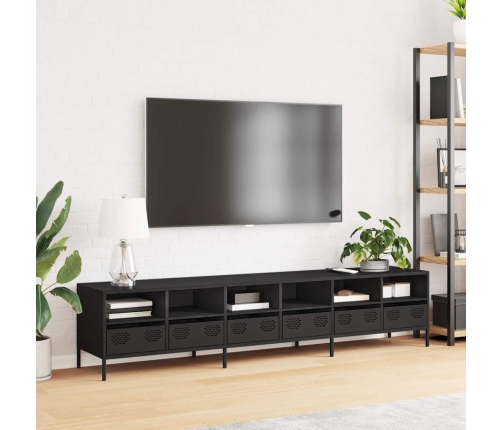 Mueble para TV acero laminado en frío negro 202x39x43,5 cm